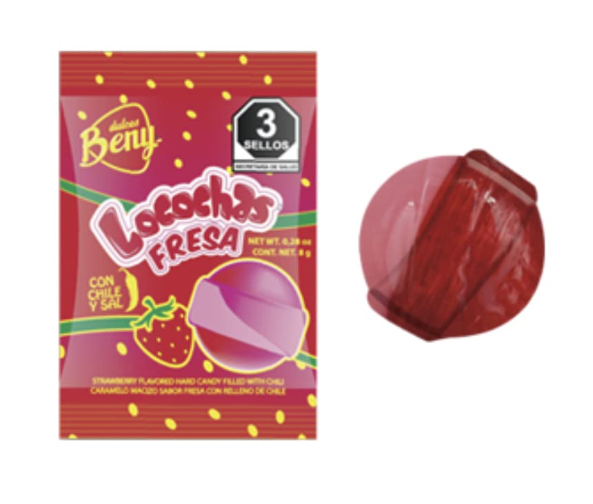 Beny Locochas Sugar Hard Candy 1lb .98oz bag Strawberry Flavored (fresa)