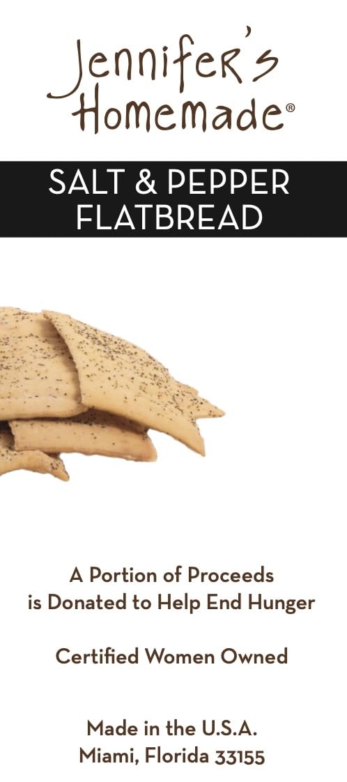 JENNIFERS HOMEMADE Salt & Pepper Flatbread, VEGAN All Natural, Made with extra virgin olive oil, Crunchy and delicious snack, 5 OZ