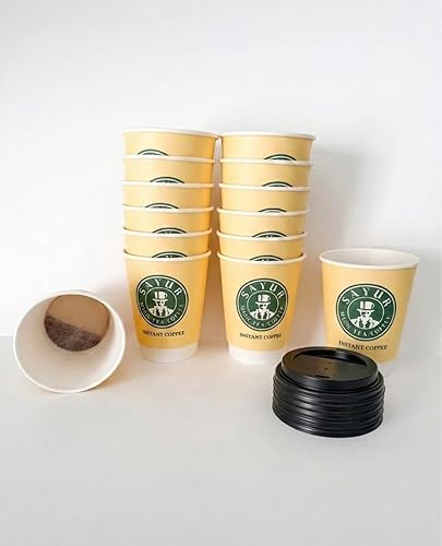 SAYUR Instant Coffee in a Cup, Medium Roast, Caffeinated, 12 oz, Pack of 12, Hot, Ready to Use for office