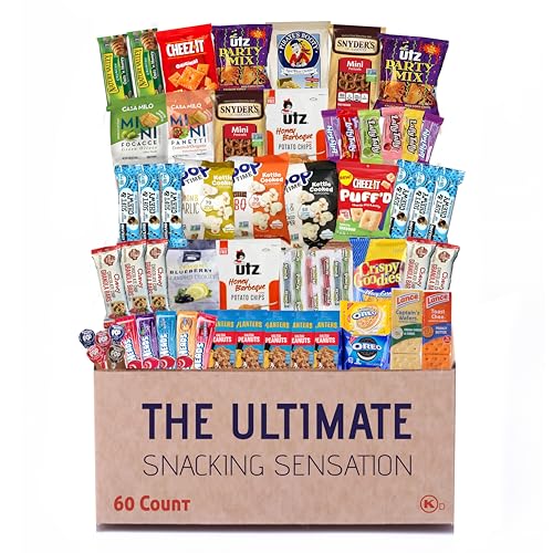Broadway Basketeers 60 Count Snack Box Variety Pack Care Package for Graduation Kids Teens Adults Family Military College Students Birthdays