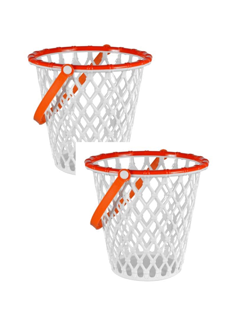 Retail SG - (2) Basketball Themed Easter Egg Gathering pails Halloween Birthday Buckets Basket Sports Open Grid 8.375x7.875 White