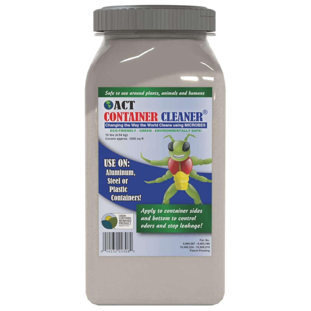 ACT Trash Deodorizer and Cleaner | Eliminates Odors Controls Garbage Sludge | for Garage and Outdoor Bins | Dry Powder Eco-Friendly 10lb