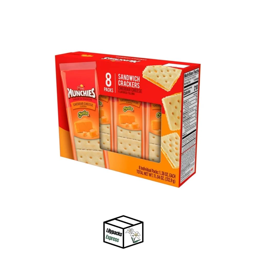 Munchies Sandwich Crackers | 2 Packs | 11.04 oz | 96 total individual crackers | Bundled by Lilypacks Express (Cheetos Cheddar)