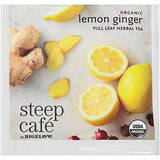 Bigelow Tea Steep Cafe Organic Herbal Tea, Lemon Ginger, 50 Bags/carton