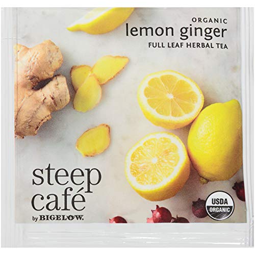 Bigelow Tea Steep Cafe Organic Herbal Tea, Lemon Ginger, 50 Bags/carton
