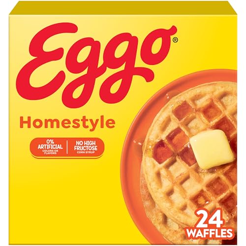 Eggo Homestyle Waffles, Breakfast Food, Frozen Breakfast, 24 Waffles (Frozen)