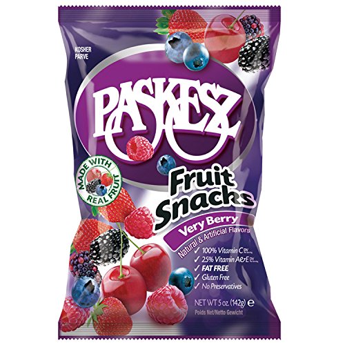 Only Kosher Candy Fruit Snacks - Very Berry 5 oz, Share size Peg Bags (Pack of 6)