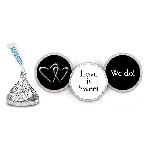 200 Completely Assembled Wedding HERSHEY Kisses - DIY Favors - Locked - Black