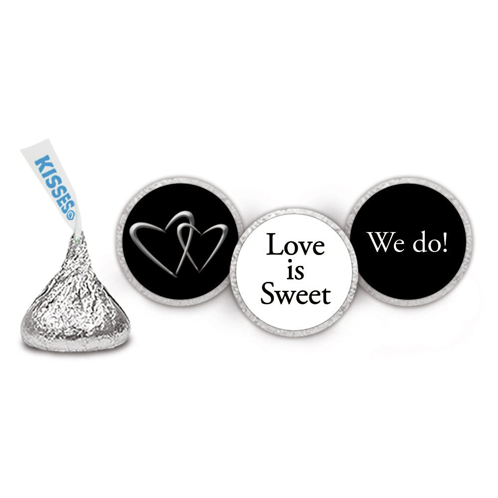 200 Completely Assembled Wedding HERSHEY Kisses - DIY Favors - Locked - Black