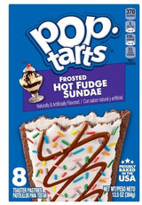 Pop Tarts Frosted Toaster Pastries, Hot Fudge Sundae, Chocolate Chip, 13.5 Ounce (Pack of 2) - with Make Your Day Bag Clip