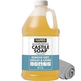 HARRIS Multi-Purpose Pure Liquid Castile Soap with Micro Fiber Towel for Home Cleaning, For Dish Soap, Laundry Detergent, Kitchen and Bathroom