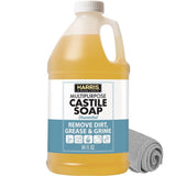 HARRIS Multi-Purpose Pure Liquid Castile Soap with Micro Fiber Towel for Home Cleaning, For Dish Soap, Laundry Detergent, Kitchen and Bathroom