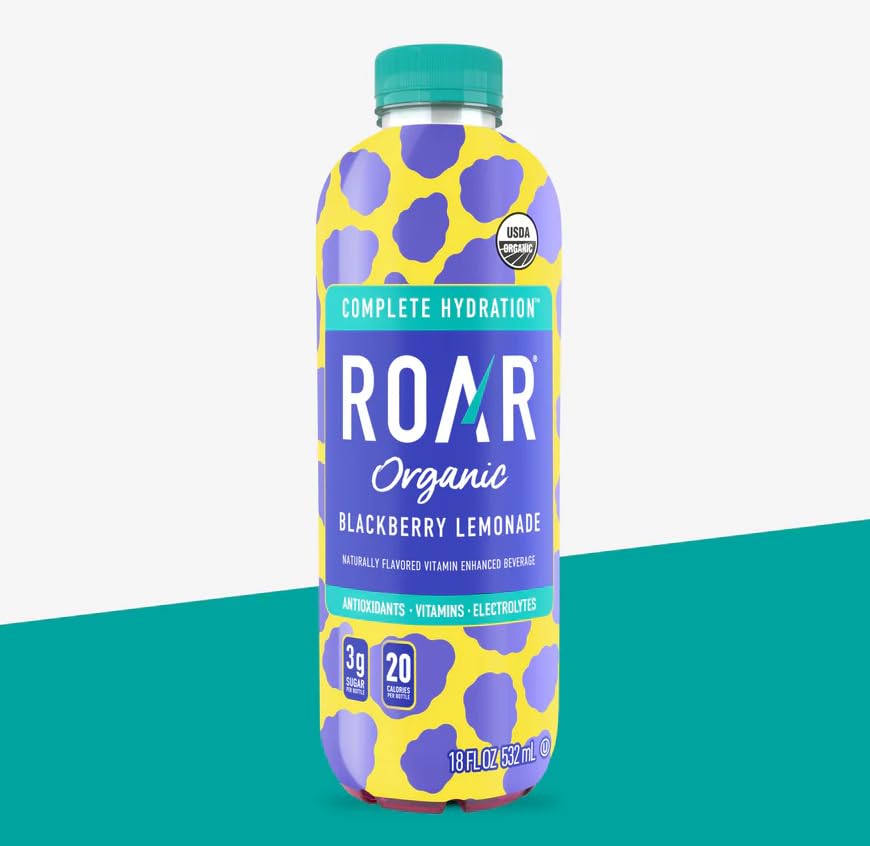 Roar Organic Beverages Variety Pack, 10-Pack (18oz Bottles) - Strawberry Lemonade, Dragon Fruit Punch, Mango Clementine, Blackberry Lemonade & Georgia