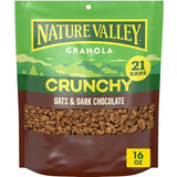 Nature Valley Crunchy Granola, Oats and Dark Chocolate Granola, Resealable Snack Pouch, 16 oz