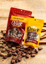 OZARK NUT ROASTERS: Cinnamon-Coated Pecans, Cinnamon Spice Flavored Snacks, World-Class Gourmet Candied Nuts, Resealable Pack (14 oz)