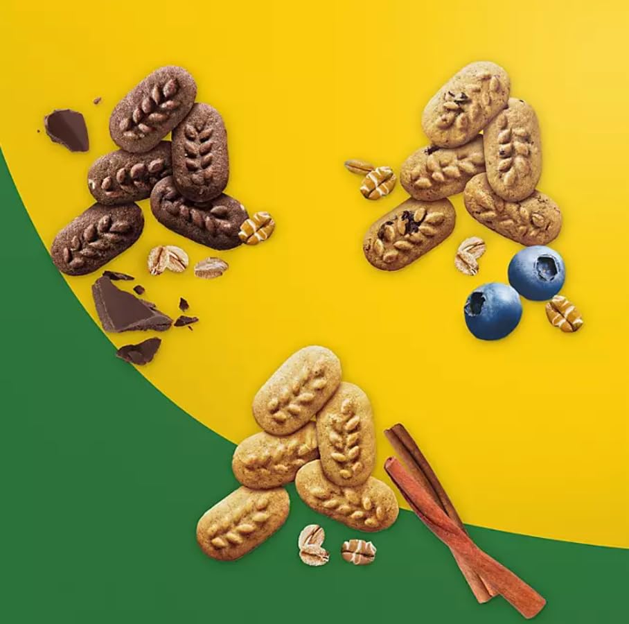 BelVita Breakfast Biscuits Variety Packs | 3 Natural Flavors - 12 Chocolate belVita Snack Packs, 12 Cinnamon Brown Snack Packs, and 12 Blueberry Snack