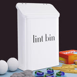 Magnetic Lint Bin with Lint Brush, Two White Hooks, one Black Back Side Hook & All Accessories for Laundry Room Decor, Wall-Mounted Lint Bin with Lid