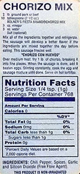 Bolner's Fiesta Extra Fancy Salt Free Chorizo Mix, 16 Oz.
