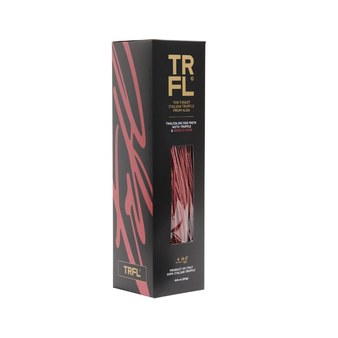 TRFL Truffle & Barolo Wine Tagliolini - Artisanal Italian Egg Pasta Noodles, 3% Truffle Grains and 4% Barolo Wine, Handcrafted in Alba, Italy