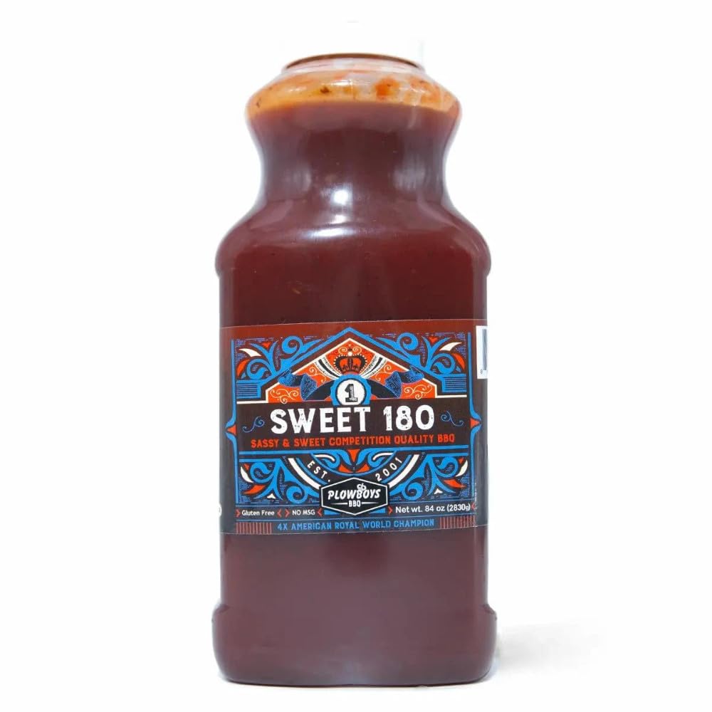 Plowboys Sweet 180 BBQ Sauce - Competition Quality Barbecue Sauce with Mild Heat - Award-Winning KCBS Chicken, Ribs & Pork Sauce (Sweet 180, 64 Ounce)