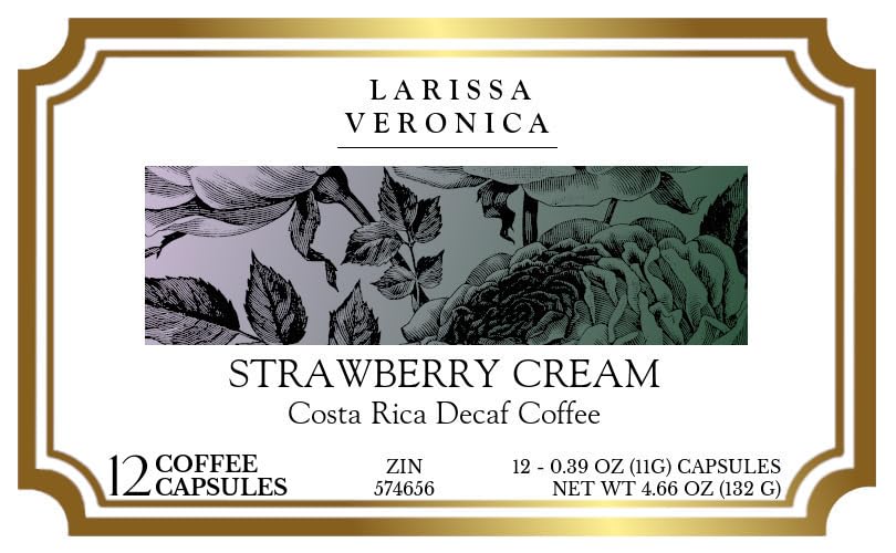 Strawberry Cream Costa Rica Decaf Coffee (Single Serve K-Cup Pods) (Gourmet, Naturally Flavored, Whole Coffee Beans) (12 pods, ZIN: 574656) - 3 Pack