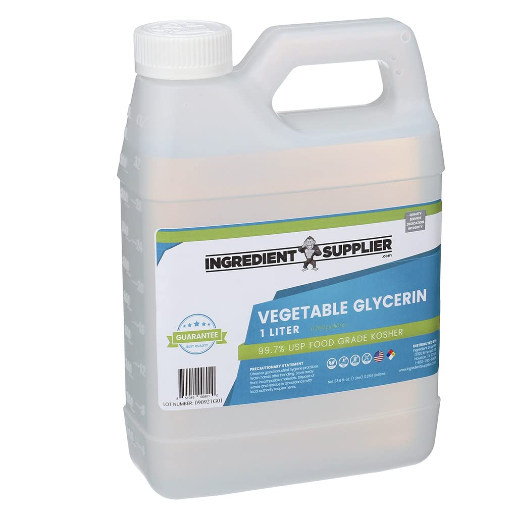 Vegetable Glycerin - 1 Liter (33.814 oz.) - Pure USP Food and Pharmaceutical Grade - Non GMO - Vegan - Sustainable Palm Derived - Humectant, Crafts