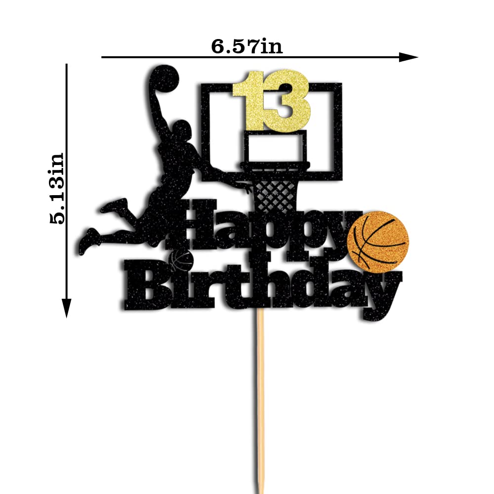 Basketball Happy 13th Birthday Cake Topper-Basketball Themed Birthday Party Cake Decoration-13 Years Birthday Party Supplies (13th)