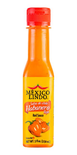 Mexico Lindo Red Habanero Hot Sauce | Real Red Habanero Chili Pepper | 78,200 Scoville Level | Enjoy with Mexican Food, Seafood & Pasta | 5 Fl Oz