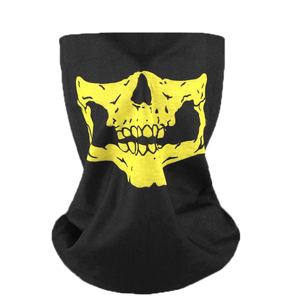 Seamless multi-functional magic headscarf, riding mask to keep warm around Bo, skull varied face towel. (yellow)