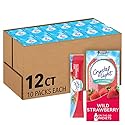 Crystal Light Wild Strawberry Artificially Flavored Powdered Drink Mix with Caffeine, 120 ct Pack, 12 Boxes of 10 On-the-Go-Packets
