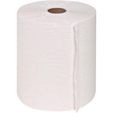 Genuine Joe Embossed Hardwound Roll Towels, 2" Core, 1-Ply, 7.8" x 600', White, 12 Count
