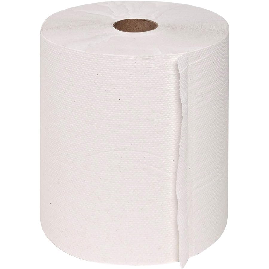 Genuine Joe Embossed Hardwound Roll Towels, 2" Core, 1-Ply, 7.8" x 600', White, 12 Count