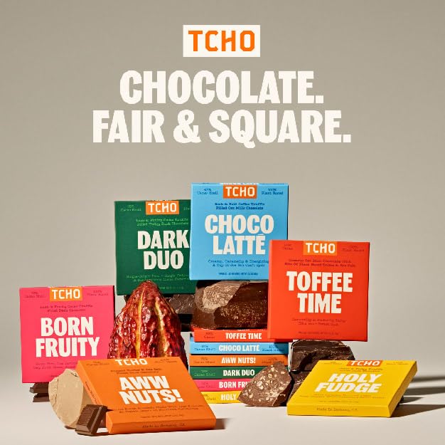 TCHO 3-Bar Chocolate Variety Pack | Toffee Time, Choco Latte & Aww Nuts | Single Origin, Plant Based, Organic & Fair Trade | Non GMO, Non-Dairy