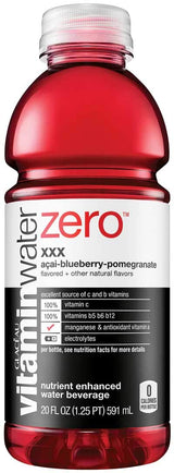 Vitamin Water Zero, Acai-Blueberry-Pomegranate - XXX, 20oz Bottle (Pack of 6, Total of 120 Oz)