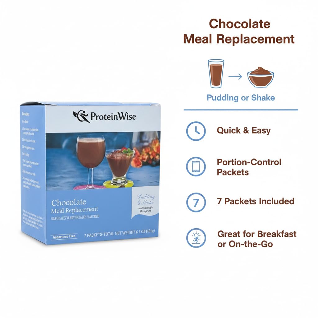 ProteinWise - Chocolate Meal Replacement Shake or Pudding - 7/Box