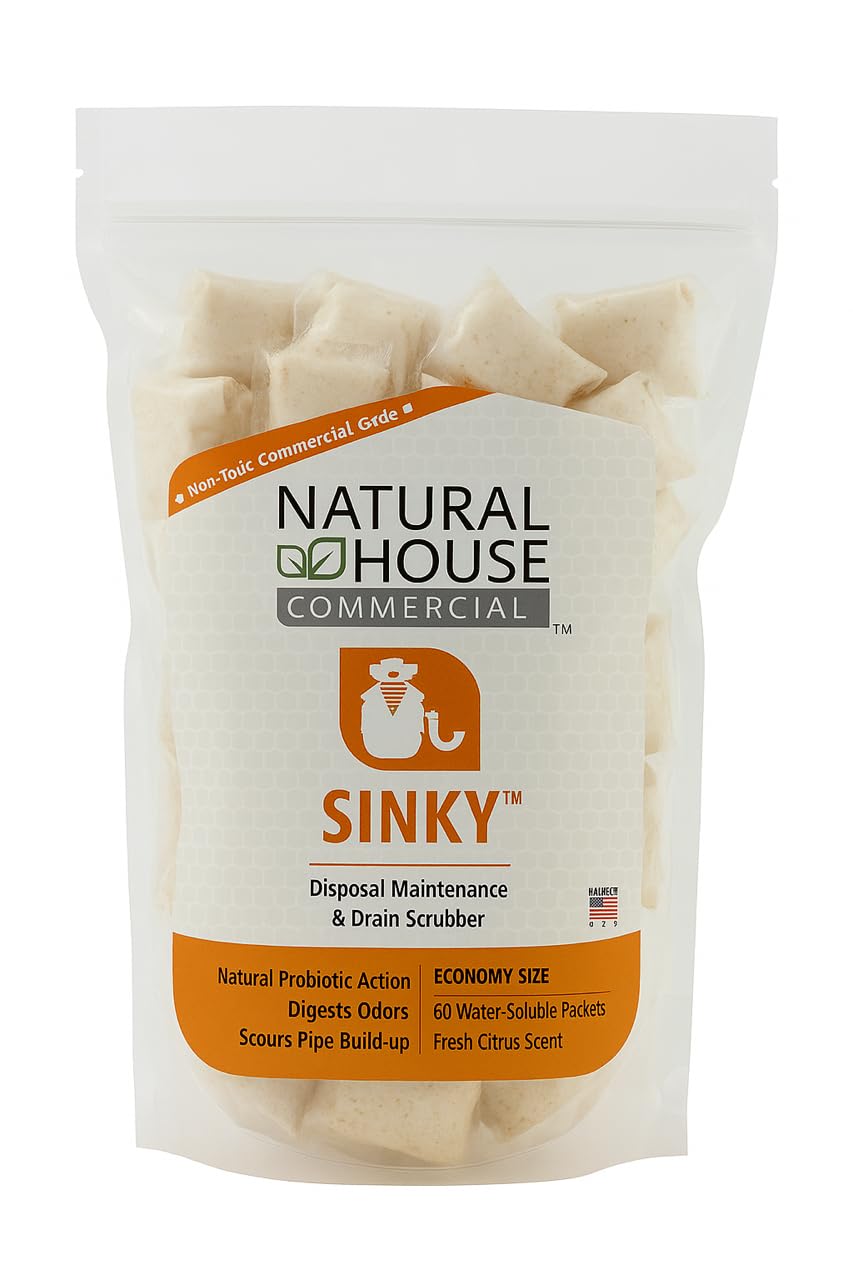 Natural House Sinky - Plant-Based Enzyme Drain Cleaner & Garbage Disposal Pods - Breaks Down Grease, Food Scraps - Septic-Safe, Plumbing-Friendly
