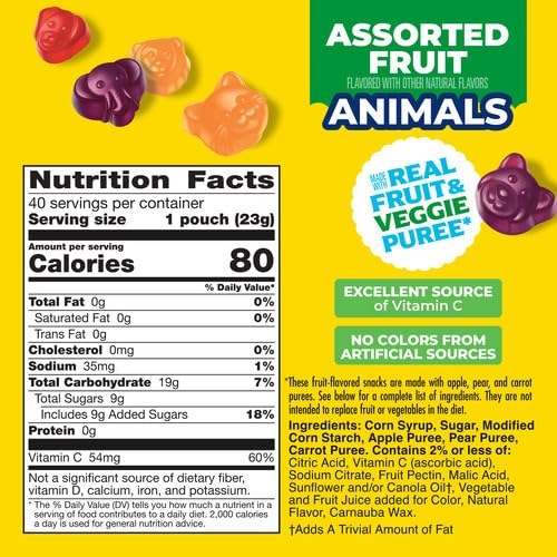 Mott's Fruit Flavored Snacks, Animals Assorted Fruit, Gluten Free Snack, Family Pack, 40 Ct, 32 oz