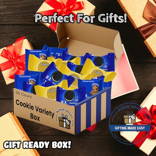 Cookie Variety Pack - 60 Count Snack Box with Individually Wrapped Cookies - Bulk Assortment for School, Office, Gifting, and Care Packages Assembled