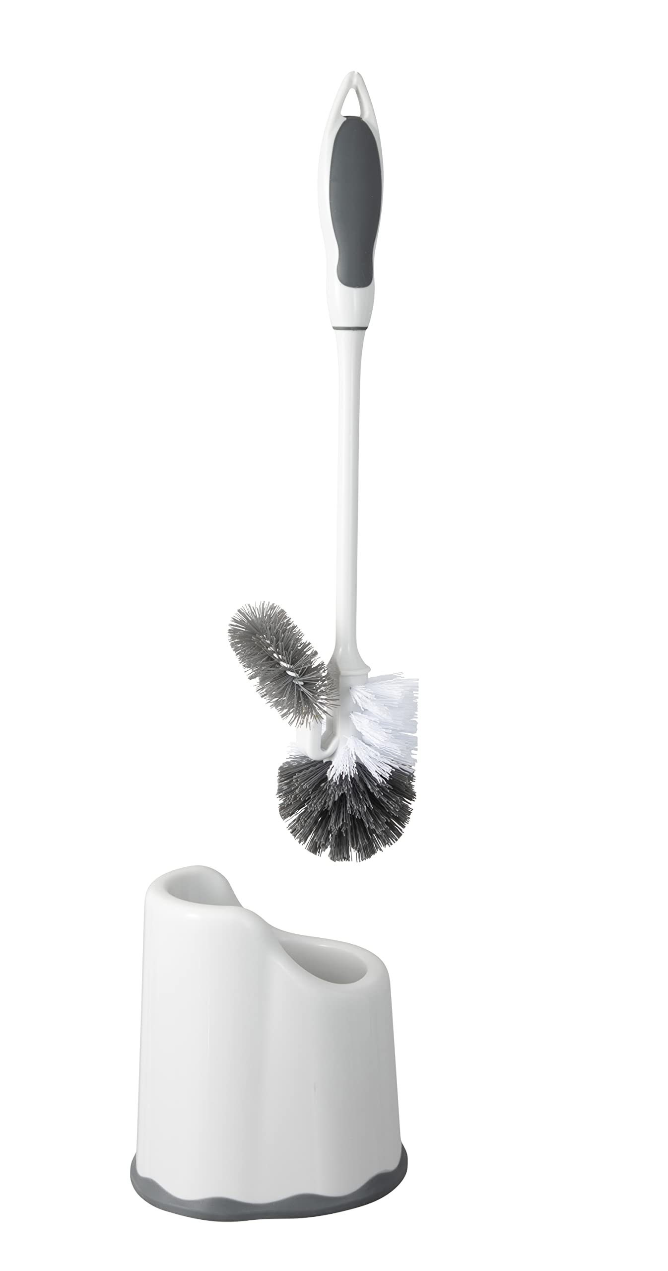 Superio Toilet Bowl Brush and Holder with Under Rim Cleaner for Bathroom, Toilet Brush and Caddy with Non Scratch Bristles and Under Rim Lip Brush