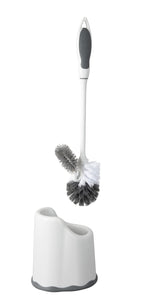 Superio Toilet Bowl Brush and Holder with Under Rim Cleaner for Bathroom, Toilet Brush and Caddy with Non Scratch Bristles and Under Rim Lip Brush