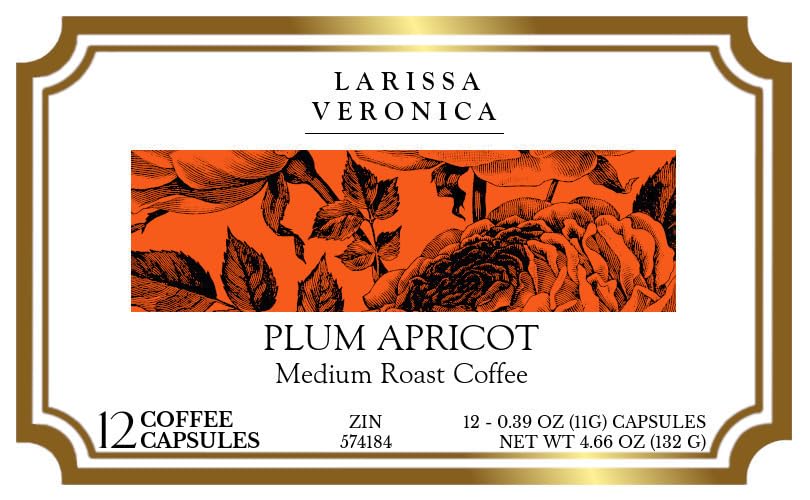 Plum Apricot Medium Roast Coffee (Single Serve K-Cup Pods) (Gourmet, Naturally Flavored, Whole Coffee Beans) (12 pods, ZIN: 574184)