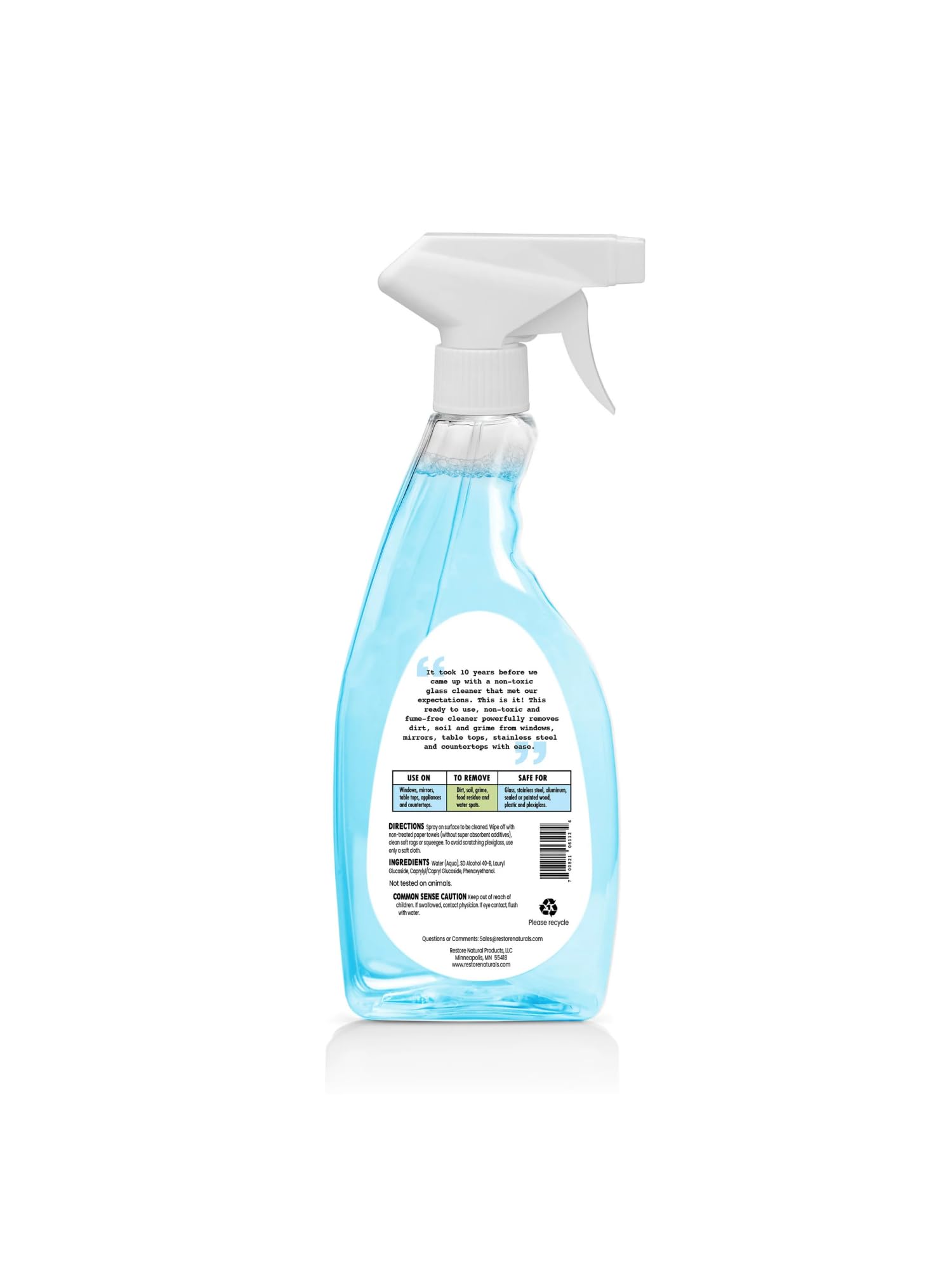 Restore Naturals - 22oz Glass Cleaner Spray - Fume-Free Powerful Window Cleaner, Non-Toxic Formula - Premium Glass Cleaner for Streak-Free Shine