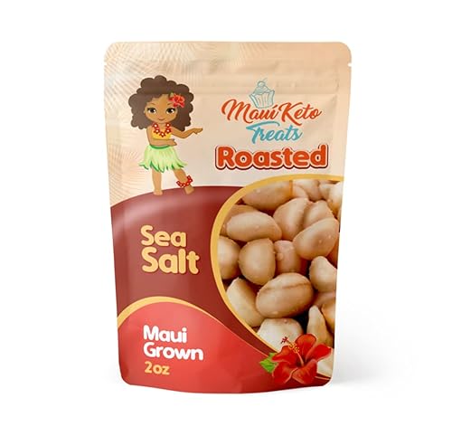 Maui Keto Treats Macadamia Nuts Roasted with Sea Salt - Rich in Vitamins, and Minerals Grown on Maui - 2 Ounces (Roasted Sea Salt)