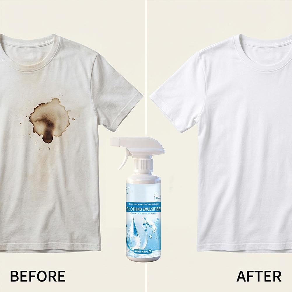 Prndkhn Clothing Emulsifier, Non Ionic Emulsifier Stain Remover, Powerful Stain Remover Clothes Dry Clean Spray for Grease Oil