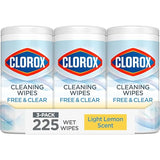 Clorox Free & Clear Cleaning Wipes, Light Lemon Scent, 75 Count, Pack of 3 (Pack May Vary)