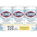 Clorox Free & Clear Cleaning Wipes, Light Lemon Scent, 75 Count, Pack of 3 (Pack May Vary)