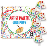 Little Artist Lollipop Candy - Paint Theme Party Suckers - Individually Wrapped Bulk 24 Hand Decorated Pops for Kids Birthday Favors, Art Party Goodie