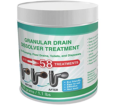Septifix Granular Drain Dissolver Treatment Especially Created For Septic Tank Owners - 100% Natural Live Bacteria Powder - Drain Hair Clog Remover +