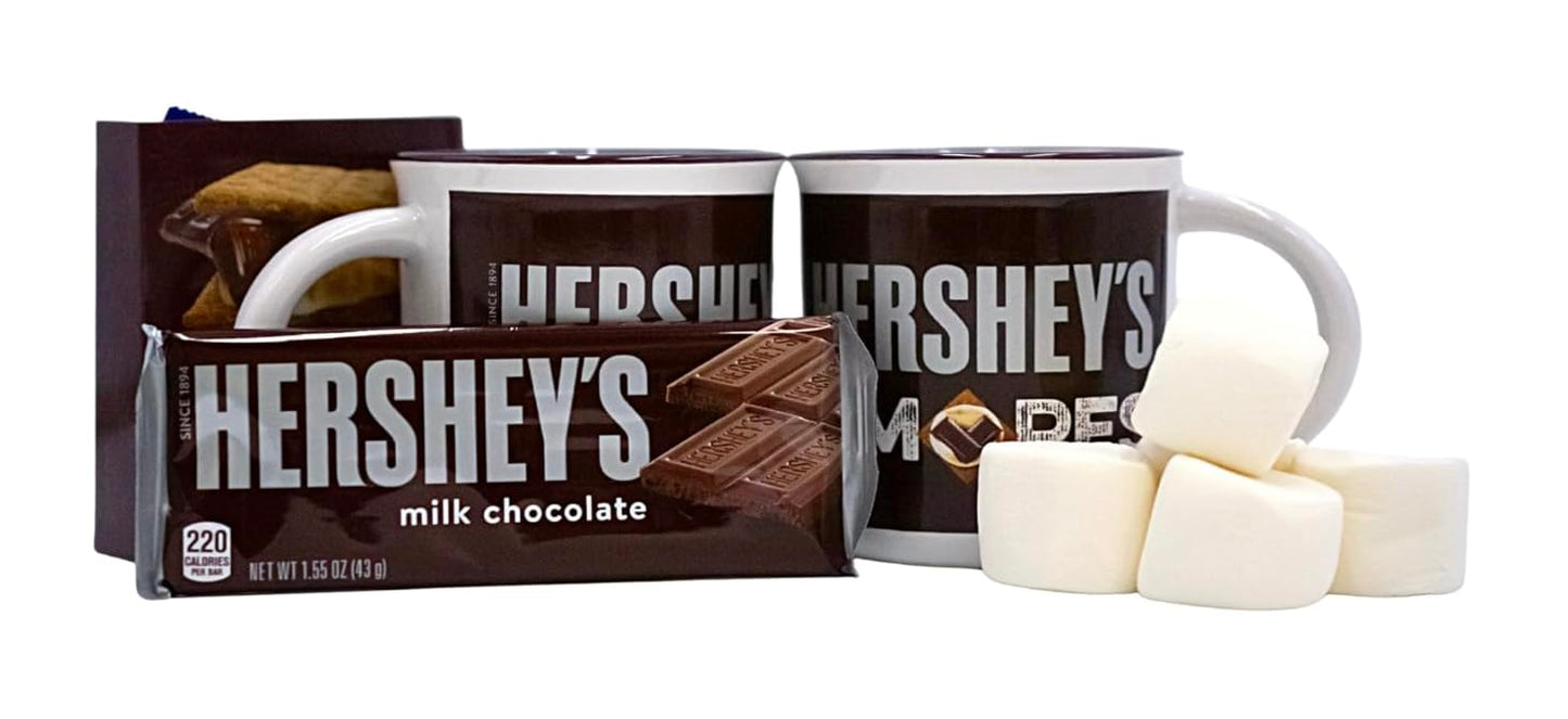 2025 S’mores Holiday Mug Gift Bundle - 2 Festive Mugs with Graham Crackers, Marshmallows & Chocolate Bar - Christmas Hot Cocoa Set