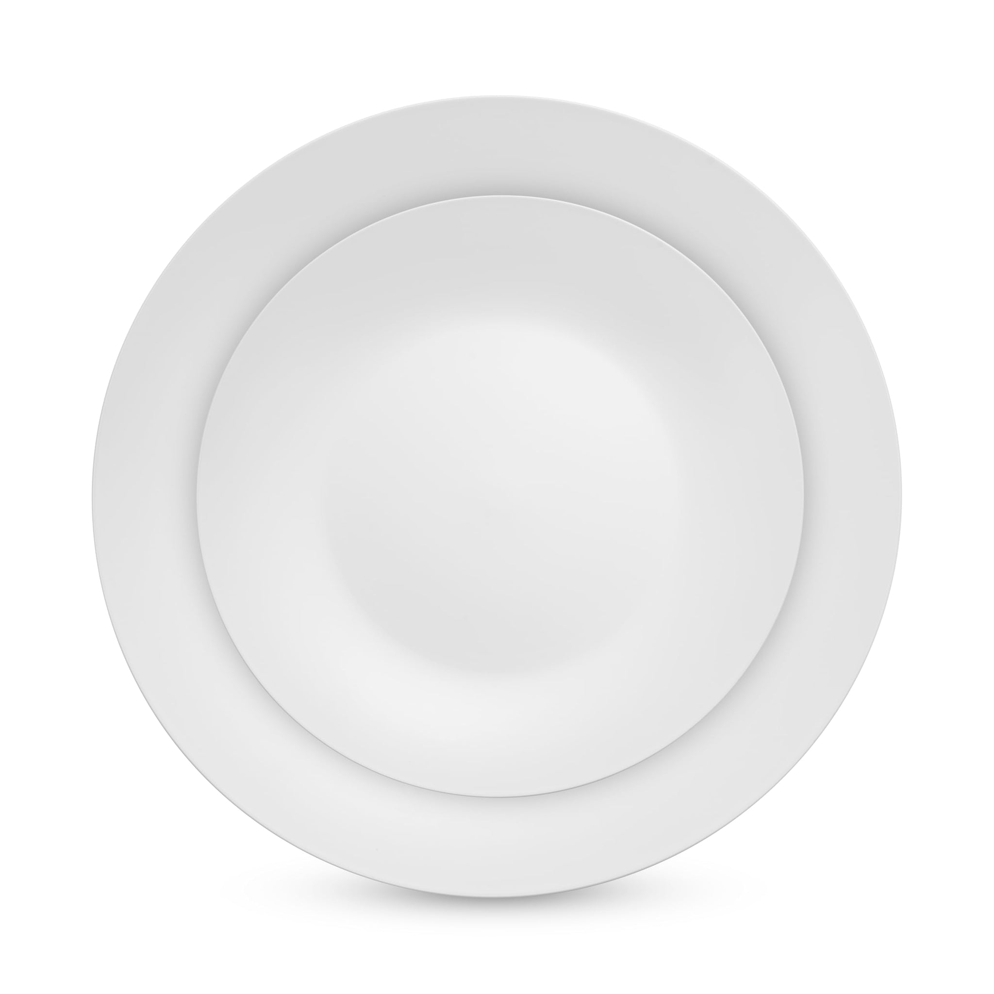 Munfix 100 White Plastic Plates Set, 50 Pcs 10.25 Inch Dinner and 50 Pcs 7.5 Inch Plastic Dessert Plates, Elegant Fancy Heavy Duty Disposable Plates